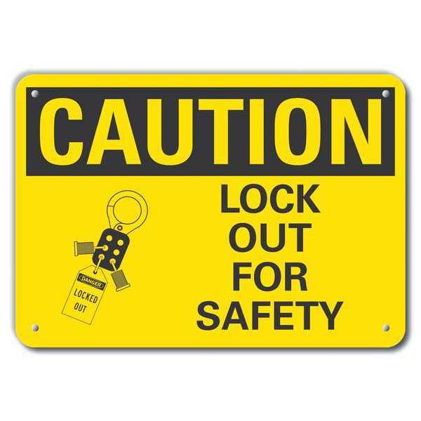 Caution Sign, 7 in Height, 10 in Width, Plastic, Vertical Rectangle, English