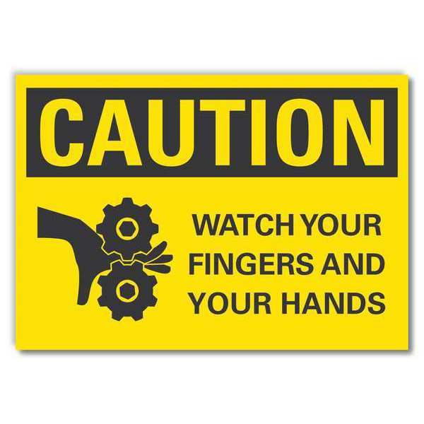 Accident Prevention Caution Reflective Label, 7 in Height, 10 in Width, Reflective Sheeting