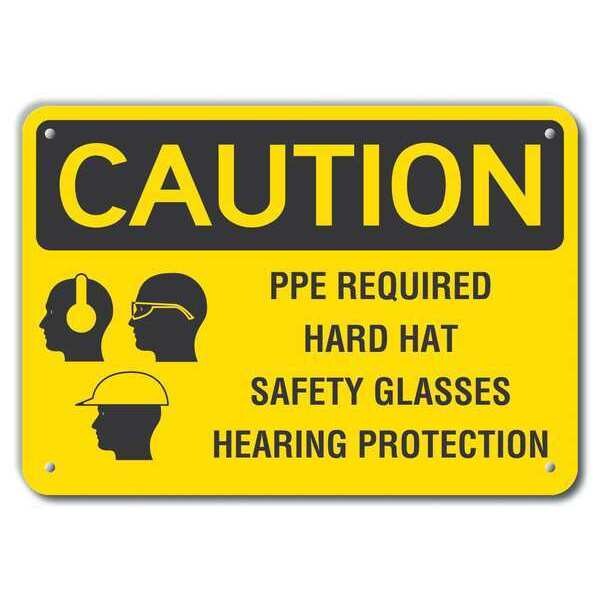 Caution Sign, Recycled Aluminum, 10 in. H, LCU3-0187-RA_14x10