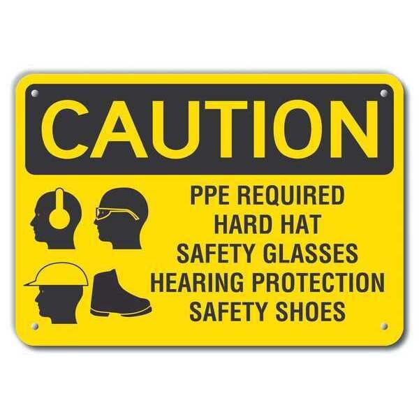 Caution Sign, Recycled Aluminum, 10 in. H, LCU3-0188-RA_14x10