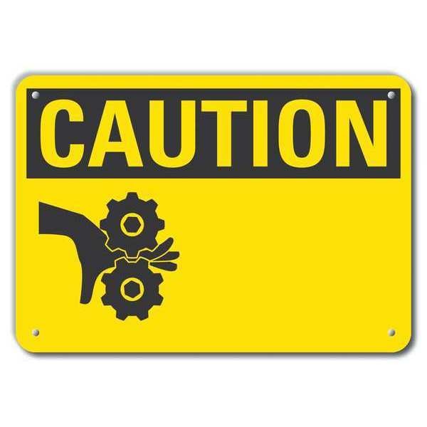 Caution Sign, 7 in Height, 10 in Width, Plastic, Vertical Rectangle, English
