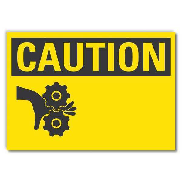 Caution Sign, 10 in Height, 14 in Width, Non-PVC Polymer, Horizontal Rectangle, English