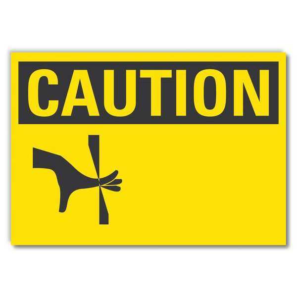 Caution Sign, 10 in Height, 14 in Width, Non-PVC Polymer, Horizontal Rectangle, English