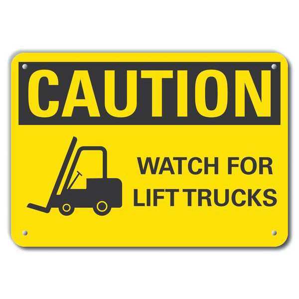 Caution Sign, 10 in H, 14 in W, Plastic, Horizontal Rectangle, English, LCU3-0194-NP_14x10