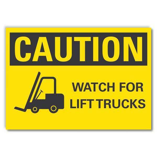 Lift Truck Traffic Caution Reflective Label, 7 in H, 10 in W, LCU3-0194-RD_10x7