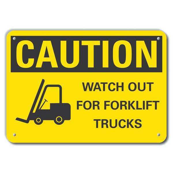 Caution Sign, 7 in H, 10 in W, Plastic, Vertical Rectangle, English, LCU3-0195-NP_10x7