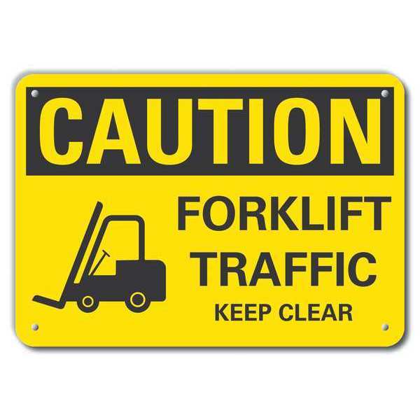 Caution Sign, 7 in H, 10 in W, Plastic, Vertical Rectangle, English, LCU3-0196-NP_10x7