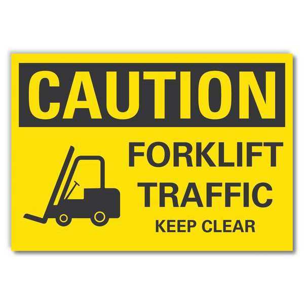 Caution Sign, 5 in H, 7 in W, Reflective Sheeting, Horizontal Rectangle, English, LCU3-0196-RD_7x5