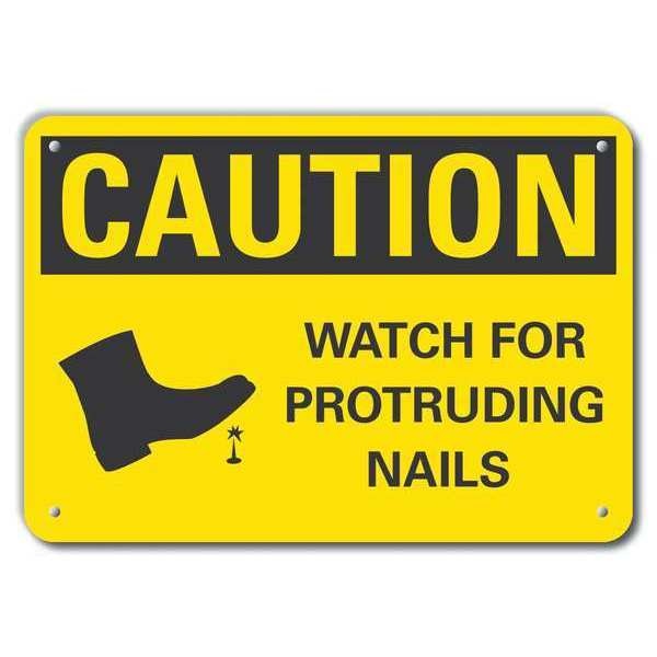 Caution Sign, 10 in Height, 14 in Width, Plastic, Horizontal Rectangle, English