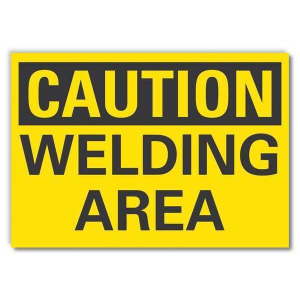 Caution Sign, 10 in Height, 14 in Width, Non-PVC Polymer, Horizontal Rectangle, English