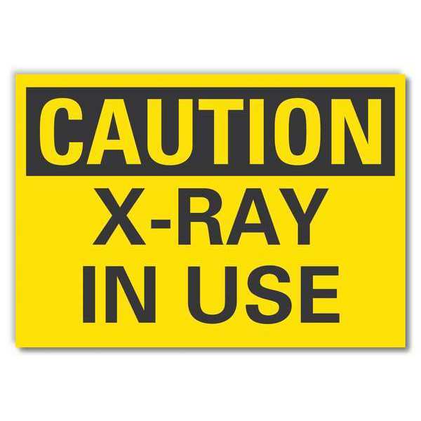 Radiation Caution Reflective Label, 7 in Height, 10 in Width, Reflective Sheeting, English