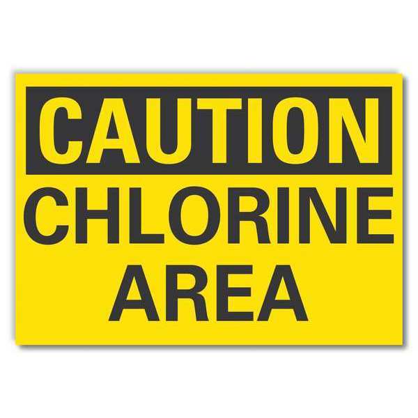 Chlorine Caution Reflective Label, 5 in Height, 7 in Width, Reflective Sheeting, English