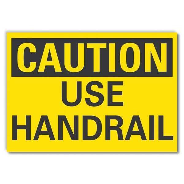 Handrail Caution Reflective Label, 10 in Height, 14 in Width, Reflective Sheeting, English
