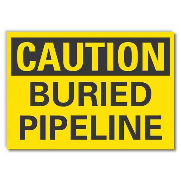 Buried Pipeline Caution Reflective Label, 3 1/2 in Height, 5 in Width, Reflective Sheeting, English