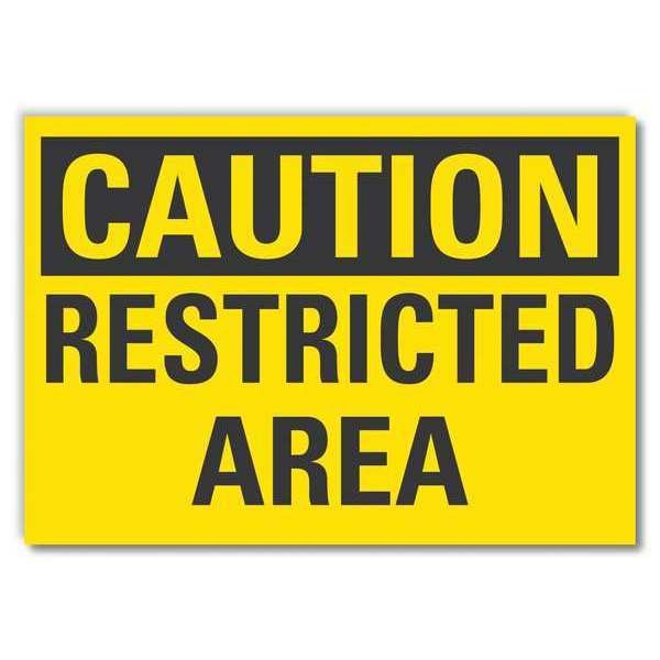 Restricted Area Caution Reflective Label, 10 in Height, 14 in Width, Reflective Sheeting, English