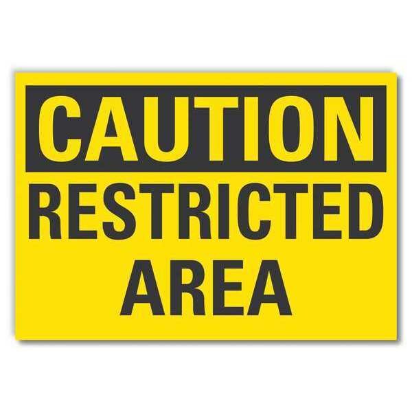 Restricted Area Caution Reflective Label, 5 in Height, 7 in Width, Reflective Sheeting, English