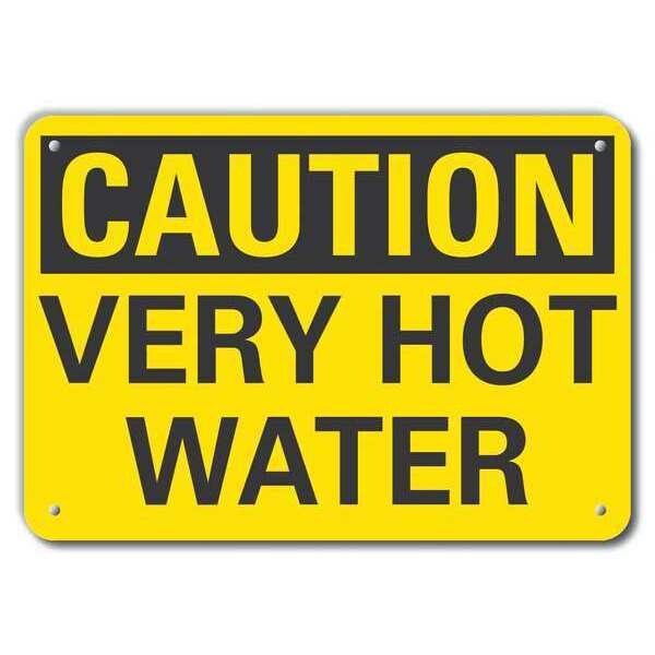 Reflective  Hot Caution Sign, 10 in Height, 14 in Width, Aluminum, Horizontal Rectangle, English