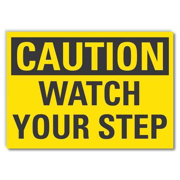 Caution Sign, 7 in H, 10 in W, Non-PVC Polymer, Vertical Rectangle, English, LCU3-0235-ED_10x7