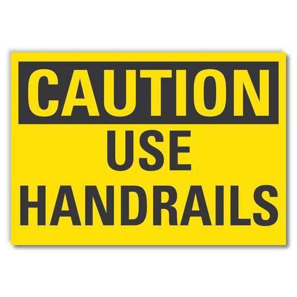 Handrail Caution Reflective Label, 5 in H, 7 in W, Reflective Sheeting, English, LCU3-0227-RD_7x5