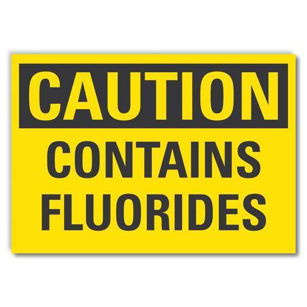 Fluorides Caution Reflective Label, 10 in Height, 14 in Width, Reflective Sheeting, English