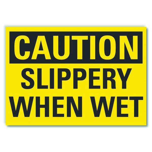 Slippery Floor Caution Reflective Label, 5 in H, 7 in W, , English, LCU3-0245-RD_7x5