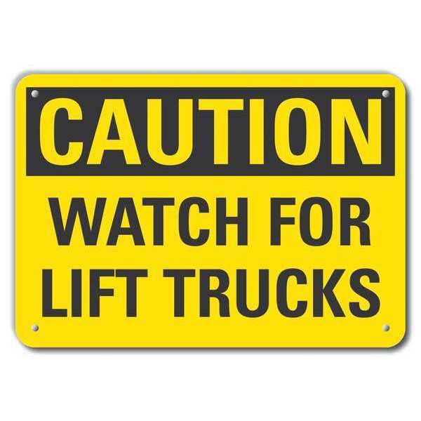 Caution Sign, 10 in H, 14 in W, Plastic, Horizontal Rectangle, English, LCU3-0270-NP_14x10