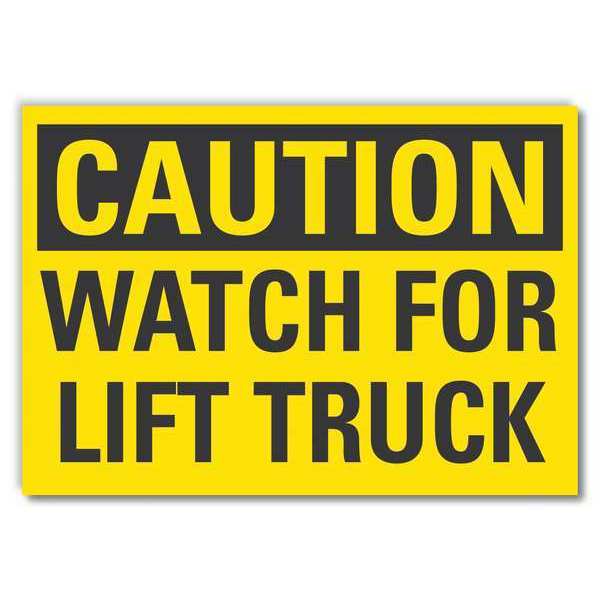 Lift Truck Traffic Caution Reflective Label, 5 in H, 7 in W, LCU3-0268-RD_7x5