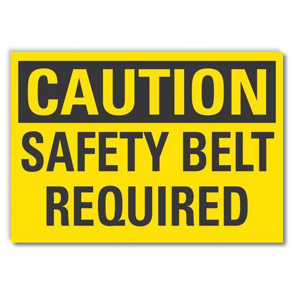 Safety Belt Caution Reflective Label, 7 in Height, 10 in Width, Reflective Sheeting, English