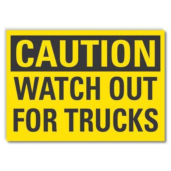 Caution Sign, 7 in H, 10 in W, Non-PVC Polymer, Vertical Rectangle, English, LCU3-0266-ED_10x7