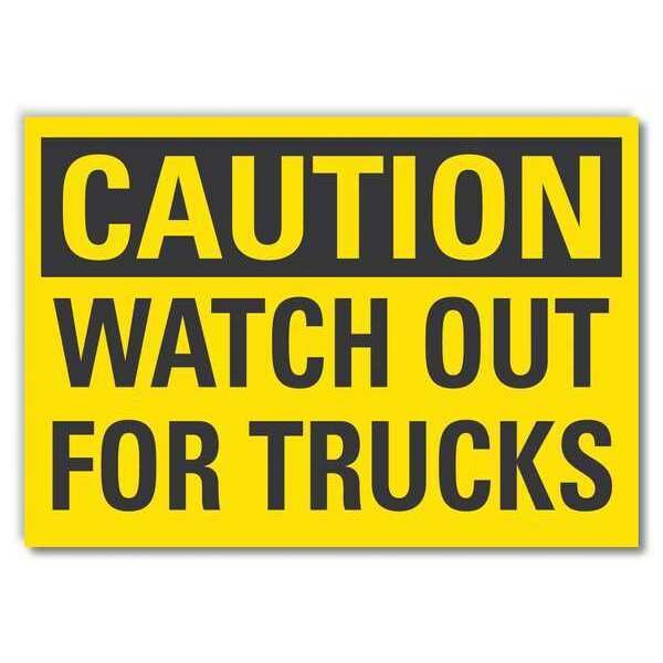 Caution Sign, 10 in H, 14 in W, Non-PVC Polymer, Horizontal Rectangle, English, LCU3-0266-ED_14x10