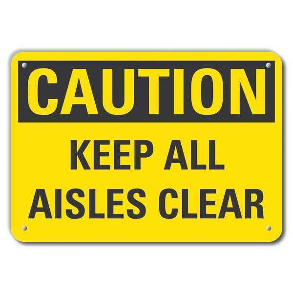 Caution Sign, 7 in H, 10 in W, Aluminum, Vertical Rectangle, English, LCU3-0274-RA_10x7