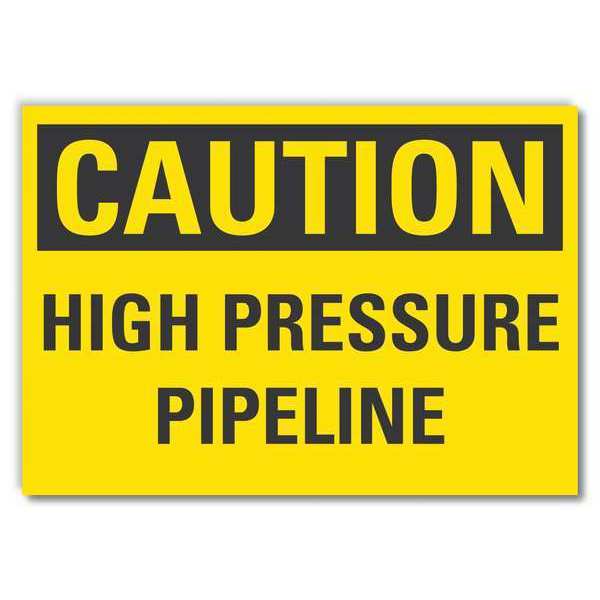 High Pressure Caution Reflective Label, 10 in Height, 14 in Width, Reflective Sheeting, English