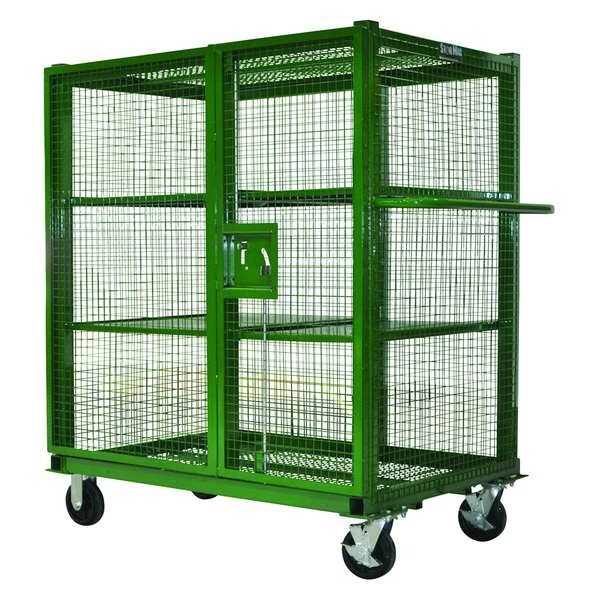 Wire Security Cart with Removable Shelves 1,500 lb Capacity, 34 in W x 51 1/2 in L x 58 in H