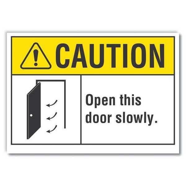 Caution Sign, 5 in H, 7 in W, Reflective Sheeting, Horizontal Rectangle, English, LCU3-0087-RD_7x5