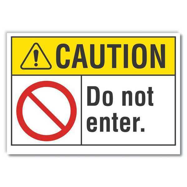 Caution Sign, 10 in H, 14 in W, Non-PVC Polymer, Horizontal Rectangle, English, LCU3-0072-ED_14x10