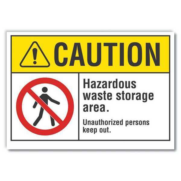Caution Sign, 3 1/2 in H, 5 in W, Horizontal Rectangle, English, LCU3-0078-RD_5x3.5