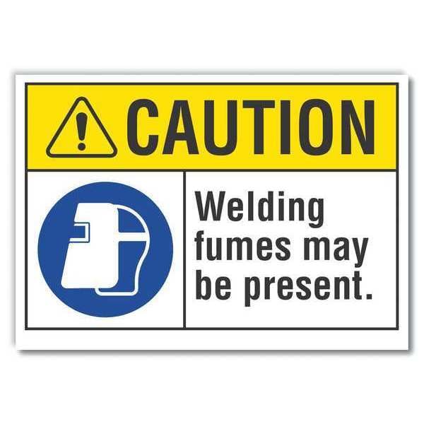 Caution Sign, 10 in Height, 14 in Width, Non-PVC Polymer, Horizontal Rectangle, English