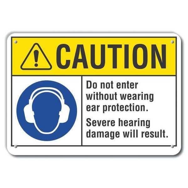 Reflective  Ear  Caution Sign, 7 in Height, 10 in Width, Aluminum, Vertical Rectangle, English