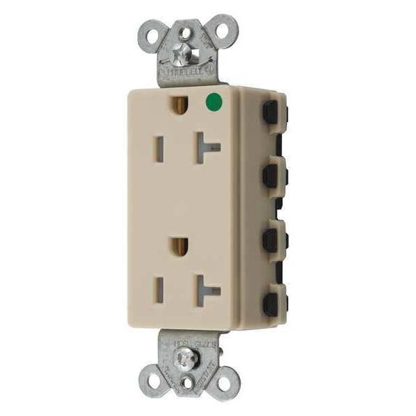 Receptacle, 20 A Amps, 125V AC, Flush Mount, Standard Duplex Outlet, 5-20R, Ivory