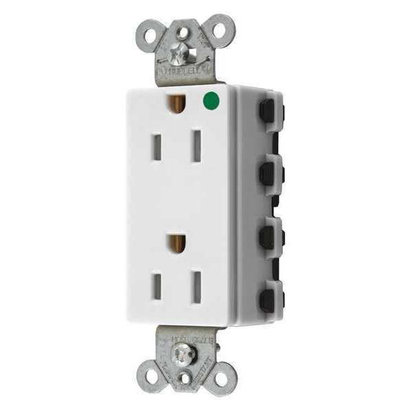 Receptacle, 15 A Amps, 125V AC, Flush Mount, Standard Duplex Outlet, 5-15R, White