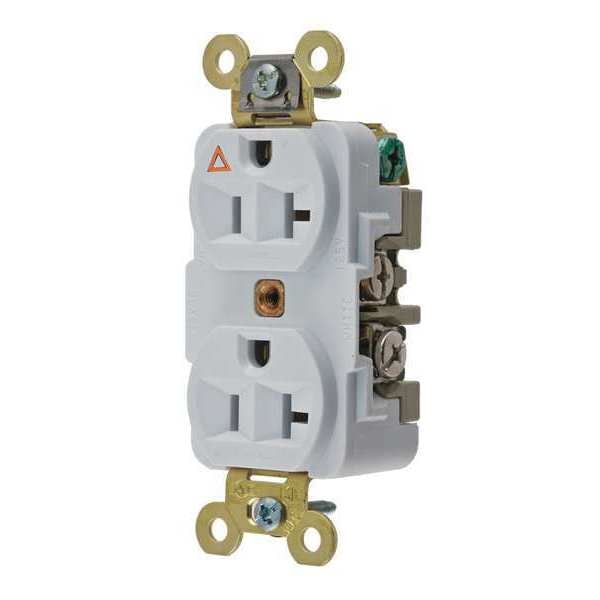 Receptacle, 20 A Amps, 125V AC, Flush Mount, Standard Duplex Outlet, 5-20R, White