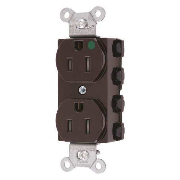 Receptacle, 15 A Amps, 125V AC, Flush Mount, Standard Duplex Outlet, 5-15R, Brown