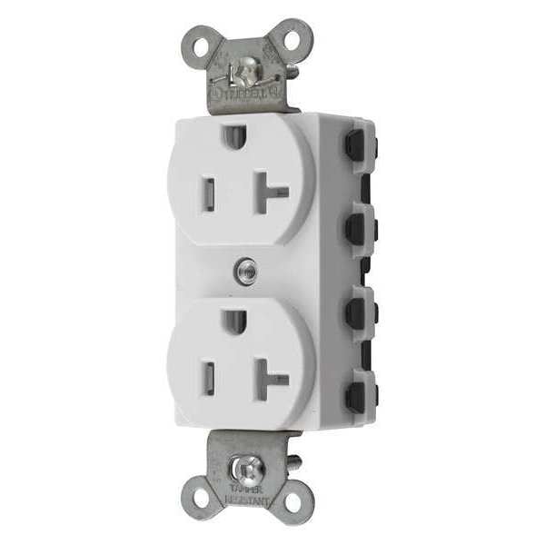 Receptacle, 20 A Amps, 125V AC, Flush Mount, Standard Duplex Outlet, 5-20R, White