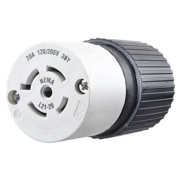 Locking Connector Black/White 120/208VAC L21-20R