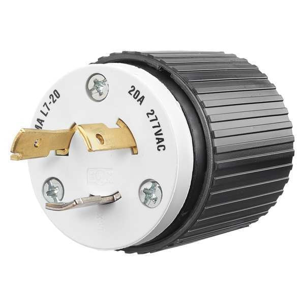 Locking Plug, Black/Wht, 277VAC, 2.0 HP, 20A