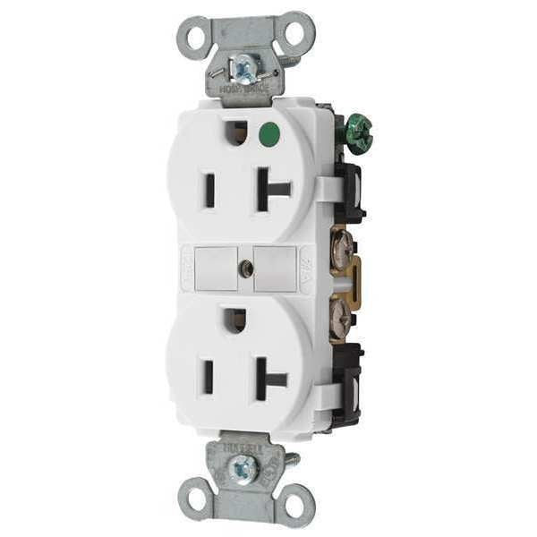 Receptacle, 20 A Amps, 125V AC, Flush Mount, Standard Duplex Outlet, 5-20R, White