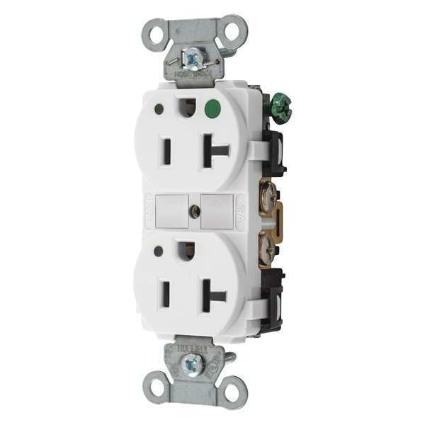 Receptacle, 20 A Amps, 125V AC, Flush Mount, Standard Duplex Outlet, 5-20R, White