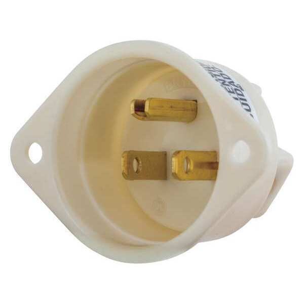 Flanged Inlet, 15 A Amps, 125V AC, Panel Mount, Inlet Outlet, 5-15R, White