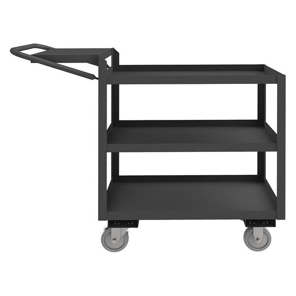Steel Order-Picking Utility Cart with Lipped Metal Shelves, Flat, 3 Shelves, 1,200 lb