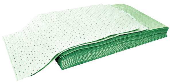 Sorbents, 27 gal/pk, 0.9 gal/pad, Universal Absorbed, Green, Polypropylene, 30 PK